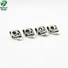 Cráneo de abalorios de esqueletos DIY de Color plateado antiguo a la moda para hacer joyería hecha a mano 15x8mm 10 Uds ZA1280 2024 - compra barato