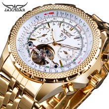 Jaragar relógio de pulso mecânico automático, relógio dourado de aço inoxidável com exibição de calendário, relógio masculino de marca top de luxo 2024 - compre barato