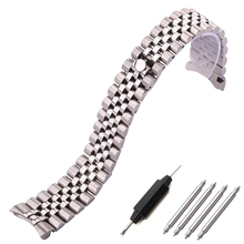 HENGRC 20mm Stainless Steel Watch Band Strap Curved End Silver Lady Fashion Link Bracelet Watchbands Watches Accessories 2024 - buy cheap