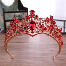 Fashion Red Crystal Women Hair Jewelry Gold Bridal Tiaras And Crowns Queen Princess Diadem Wedding Crown Hair Ornaments Gifts 2024 - buy cheap