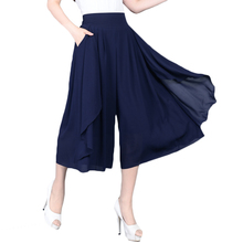 Plus Size 5XL 2019 Summer Chiffon Skirt Pants Women's Loose Chiffon Wide Leg Pants Female High Waist Solid Pants Women RE2406 2024 - buy cheap