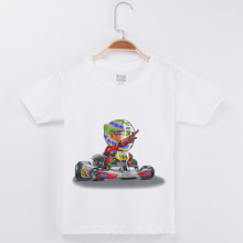 Nova chegada criança camiseta camisa branca meninos karting corrida carro impressão crianças tshirts moda algodão manga curta topos t 2024 - compre barato