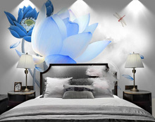 Customized large-scale 3D mural wallpaper new Chinese ink lotus sofa TV background wall painting decoration painting 2024 - buy cheap