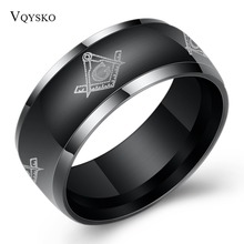 Anillo de carburo de acero de titanio para hombre, masonería masónica, anillo negro, masón gratis 2024 - compra barato