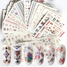 24PCS/Set Mixed Tribal Bohemia Indian Styles Full Cover Water Transfer Nail Stickers Wraps Decals Designs Watermark Nail Tips 2024 - buy cheap