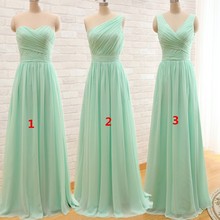 Long Cheap Mint Green Bridesmaid Dresses Under 50 Floor Length Chiffon a-Line Vestido De Madrinha De Casamento Longo Plus size 2024 - buy cheap
