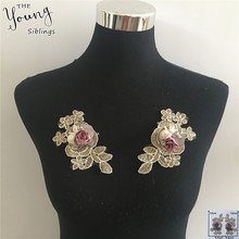 New arrive 3D Flower Embroidery Applique Lace Collar Sewing Fabric Lace Neckline DIY Decorate Clothing Accessory A pair of sale 2024 - buy cheap