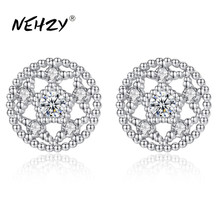 NEHZY S925 Stamp new ladies fashion crystal silver high quality round hollow retro fashion silver jewelry lotus earrings 2024 - buy cheap