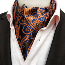 Vintage masculino paisley floral formal cravat ascot gravata scrunch auto estilo britânico cavalheiro poliéster seda gravata festa de casamento 2024 - compre barato