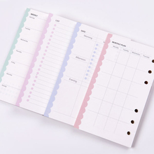 Núcleo de papel interno de cuaderno en espiral creativo de 6 agujeros, bonito planificador diario/semanal/mensual, papel de recarga para organizador A5 A6 2024 - compra barato