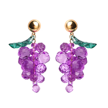 Pendientes románticos lilas de piedra de cristal, Clips de hoja en pendientes, sin agujero perforado, Corea, elegantes, redondos, con cuentas, Clip para orejas 2024 - compra barato