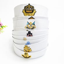 Military Hats For Adult Sailors Captain White Hat Navy Marine Cap Anchor Sea Boating Kids Children Party Cosplay Festival Hat 2024 - buy cheap