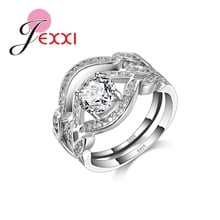 Band Jewerly Fashion White CZ Crystal 925 Sterling Silver Engagement Wedding Rings Set For Women 2024 - buy cheap