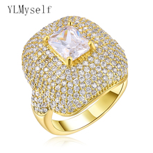Jewelry Supplies For Party Gold Color New Big Square Sparkly Zirconia Crystal Anillos Rings For Women New Arrival Ring 2024 - buy cheap