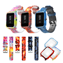 Для Amazfit Bip ремешок 20 мм ремешок для часов Камуфляжный силиконовый браслет для Xiaomi Huami Amazfit Bip Bit молодежный чехол Аксессуары 2024 - купить недорого