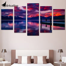 5 peça lona arte lago calçadão impresso arte da parede decoração para casa pintura da lona poster e impressões frete grátis xa1256 2024 - compre barato