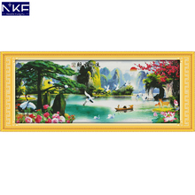 NKF Running Water Brings Wealth Cross Stitch Pattern DIY Kit Needlework Embroidery Sets Chinese Cross Stitch for Home Decor 2024 - buy cheap