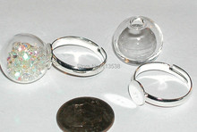 Freeshipping 30sets 16mm 4mm open Small Clear Glass Globe Bottle Ring with Silver Plated Ring tray, diy glass bowl, glass global 2024 - buy cheap