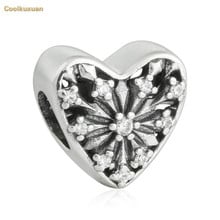 Cuentas de corazón de invierno compatibles con pulsera Pandora de Plata de Ley 925, abalorios de hielo de circonia cúbica AAA para Navidad, accesorios de joyería DIY 2024 - compra barato