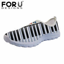 FORUDESIGNS 3D Music Notes with Piano Keyboard Women Casual Summer Flats Breathable Mesh Shoes for Ladies Light Walking Sneakers 2024 - buy cheap