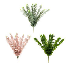 10pc único eucalipto planta verde flor artificial decoração de casamento diy acessórios bonsai decoração da parede planta para casa 2024 - compre barato