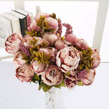 Peônia de seda flor artificial flores 13 cabeças peônia europeia falso casamento noiva bouquet interior casa decoração festa 2024 - compre barato