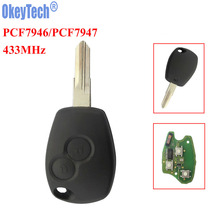 Okeytech-chave remota com chip vac102, 433mhz, id46, pcf7946, pcf7947, para renault clio, dacia, logan, sandero, 2 botões 2024 - compre barato