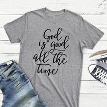 Sugarbaby God is Good all the Time T shirt Gray Tee for Her Short Sleeve Fashion Christian Women's T shirt Unisex Fashion Tops 2024 - buy cheap