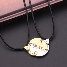 Couples Jewelry Necklaces Black white Couple Necklace Titanium Steel animal cat Pendants Necklace 2024 - buy cheap