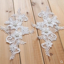 Beaded Lace flower Handmade Diy Material Wedding Dress Head jewelry Decorative Accessories Clothes Applique 2024 - buy cheap