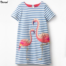 Dxton-Vestido de manga corta con dibujo de flamenco para niñas, traje de princesa, de verano, 2-8 años 2024 - compra barato