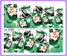 1X  Nail Art Water  Stickers Nail Decals Stickers Water Transfers Decal  Full Page Cover  Lotus SY1596 2024 - buy cheap