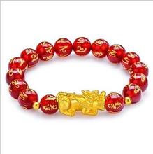 mix styles Authentic Feng Shui six words  red bead  gold enamel pixiu bracelet 2024 - buy cheap