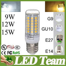 E14 E27 G9 GU10 110V 220V 9w 12W 15w Cover LED Light Bulb With Cover Corn Light White / Warm White 110V/220V Lamp for home 2024 - buy cheap