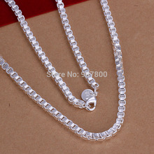 N016 wholesale silver plated box Chain Necklace 4MMX20inches Top quality fashion Men's Jewelry 2024 - buy cheap