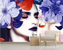 Beibehang-papel tapiz 3d de estilo europeo, pintado a mano, pequeño, fresco, flor grande, pintura de pared 2024 - compra barato