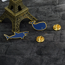 Ocean Animal Enamel Brooch Blue Shark Whale Mini Pins Denim Clothes bag Lapel Button Badge Cartoon Jewelry Gifts for Kids 2024 - buy cheap