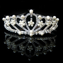 Элегантные жемчужные инкрустированные короны тиары свадебные ювелирные изделия аксессуары принцесса день рождения 2024 - купить недорого