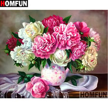 HOMFUN-pintura de diamante 5D DIY "flor", bordado de diamantes de imitación cuadrados o redondos, estilo punto de cruz 5D, decoración del hogar, A01434 2024 - compra barato