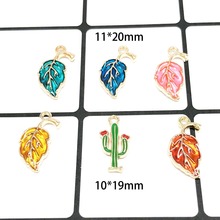 New 20pcs Fashion Charms Zinc Alloy Enamels Drop Oil Leaves Pendant Accessories DIY Necklace Earring Jewelry Accessories 2019 2024 - buy cheap