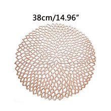 38cm Round Shape Dining Tableware Pad Hollow Out Flower Insulation Decorative Metallic Placemat PVC Coaster Pads Bowl Mats 2024 - buy cheap