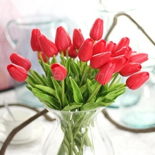 30 шт. тюльпан бутон искусственный цветок реального прикосновения искусственная букет цветы для украшения дома свадебные декоративные цветы 2024 - купить недорого