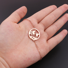 Pulseiras de mapa mundi para mulheres, joias de pingentes em aço inoxidável, cores ouro rosa 2024 - compre barato