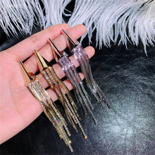 Punk Style Rivet Earrings Crystal Long Earrings For Women Girls Hyperbole Arrown Tassel Dangle Earring 2024 - buy cheap
