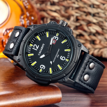 Cabarny relógio de quartzo masculino, relógio luxuoso da moda de homens couro legítimo pulseira de relógio data esporte militar 2024 - compre barato