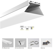 Juegos de 30X2 M/lote de perfil de luz led de aluminio anodizado plata estilo Funneled carcasa de canal de aluminio led para luz colgante 2024 - compra barato