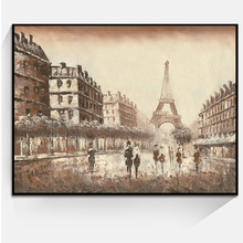 Картина маслом на холсте Эйфелева башня, без рамки 2024 - купить недорого