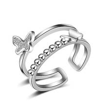 New arrival fashion butterfly 925 sterling silver ladies`adjustable size finger wedding rings jewelry wholesale 2024 - buy cheap