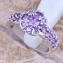 Glamorous-Anillo de circonia cúbica color púrpura, anillo plateado, tamaño 6 / 7 / 8 / 9 E466 2024 - compra barato