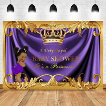 Baby Shower Backdrop Royal Little Princess Purple Crown Photography Background Royal Baby Shower Party Banner Backdrops 2024 - buy cheap